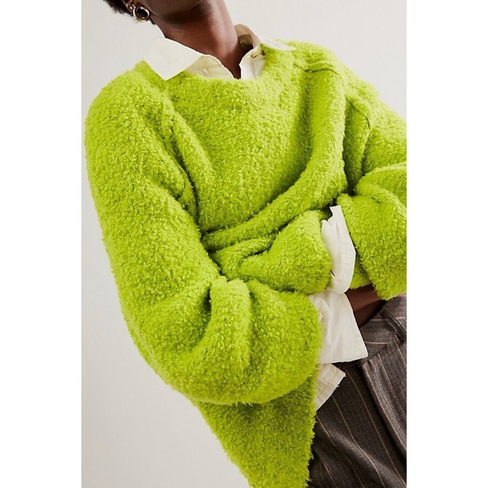 FREE PEOPLE Teddy Tender Shoots Sweater Tunic In Lime Size‎ Small Oversized $168
